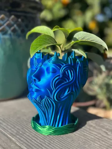 Woman's Head Planter Vase With Drain Holes and Water Catch Tray SUPPORT FREE