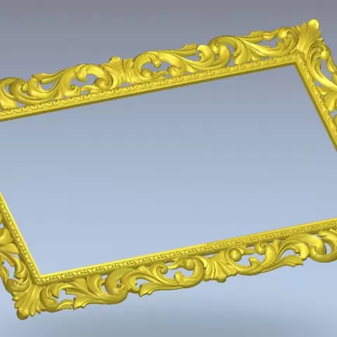 Highly polygonal 3D model of a frame for a mirror, photo or painting No.7 for manufacturing on CNC milling machines