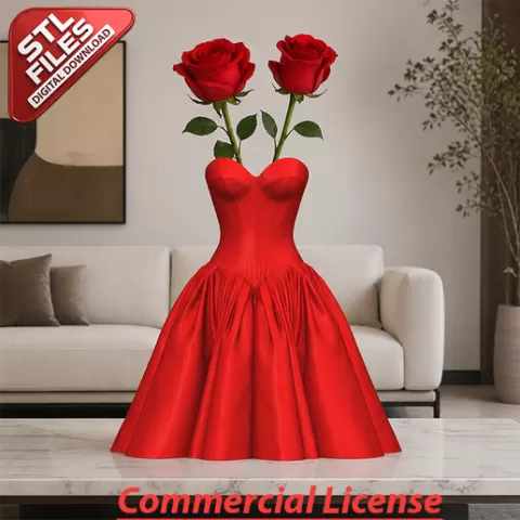 Romantic Dress Vase – Elegant Gown Style – 3D Print STL File – Viral Home Decor