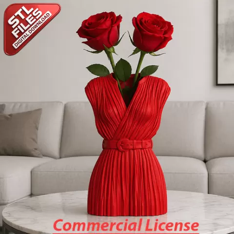 Dress Shape Vase – Elegant Woman Silhouette – 3D Print STL File – Modern Home Decor