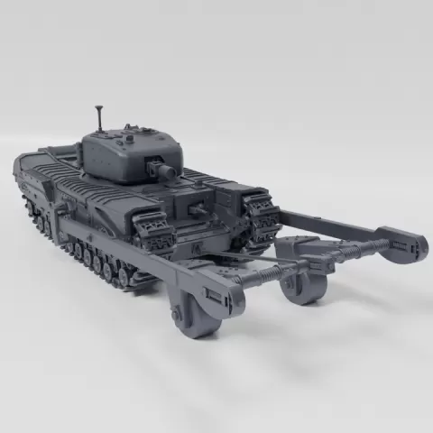 Churchill Mk.IV AVRE with Towed Mine Roller (UK, Ad-hoc, WW2) by Wargame3d