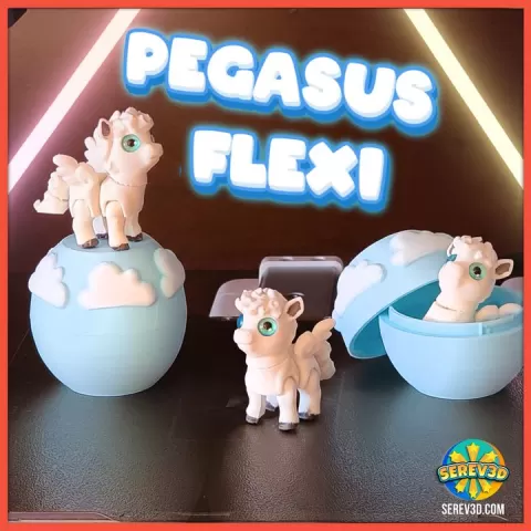 Flexi Pegasus (Year of the Horse Flexi Pack) with Display Capsules, Keychain Versions, No Supports 3D Print STL/3MF by SEREV3d