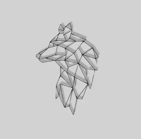 Geometric Wolf Decoration - 2D Art