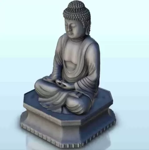 Statue of Buddha sitting in meditation 1 - Japan China Korea - Hartolia Miniatures