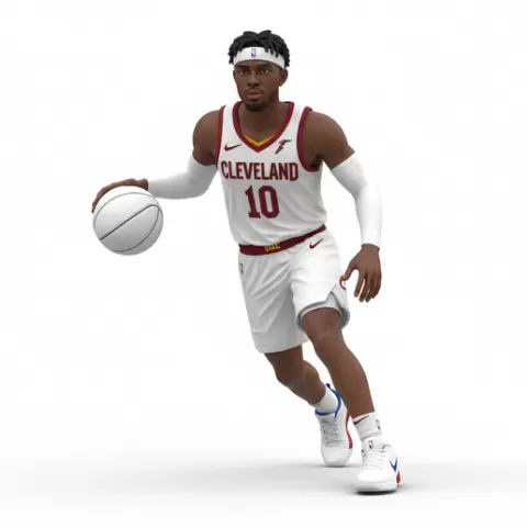 Darius Garland basketball player, basketball, player, athlete, sport, nba, dunk, hoop, ball, court, dribble, shot, scoring, action, dynamic, figurine, model, stl, printable, collectible, statue