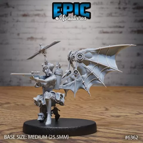 Aviator Girl Rifle/ Air Warrior / Flying Human / Female Officer / Humanoid Steel Fighter / Mechanical Battle Construct / Steampunk War Robot Encounter by Epic-Miniatures