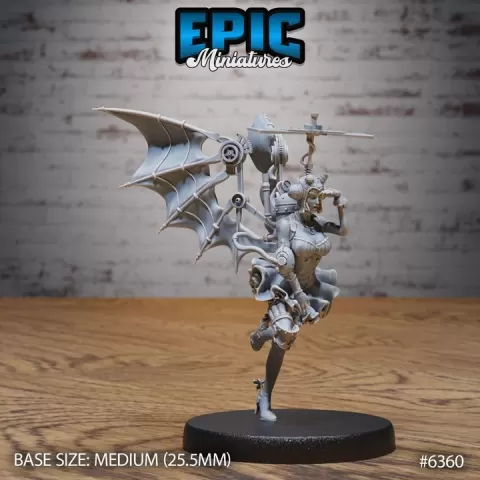 Aviator Girl / Air Warrior / Flying Human / Female Officer / Humanoid Steel Fighter / Mechanical Battle Construct / Steampunk War Robot Encounter by Epic-Miniatures