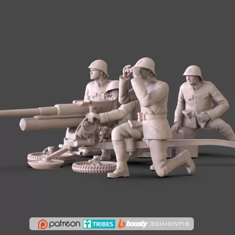 Dutch Soldiers WW2 Artillery Crew and Bohler anti tank gun 3D print model by Dmitry Tishchenkov