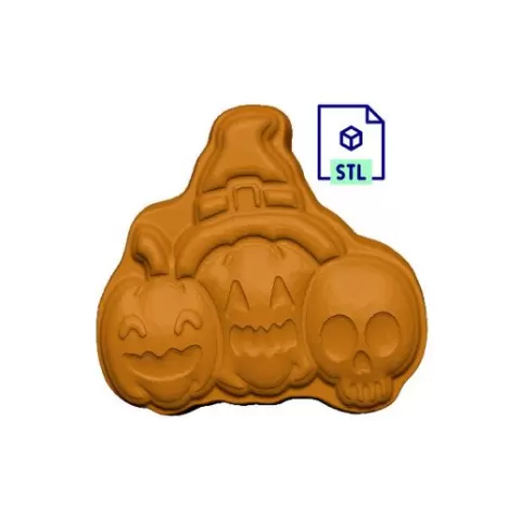 Three Halloween Best Friends STL FILE FOR 3D PRINTING - LASER CNC ROUTER - 3D PRINTABLE MODEL STL MODEL STL DOWNLOAD BATH BOMB/SOAP