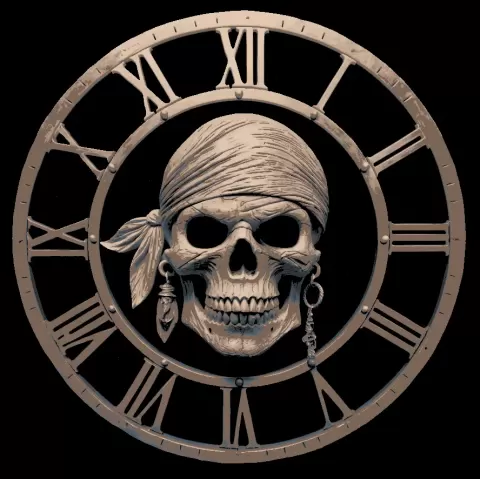 The pirates life is hard - Clockface with the skull of a seafaring Loss