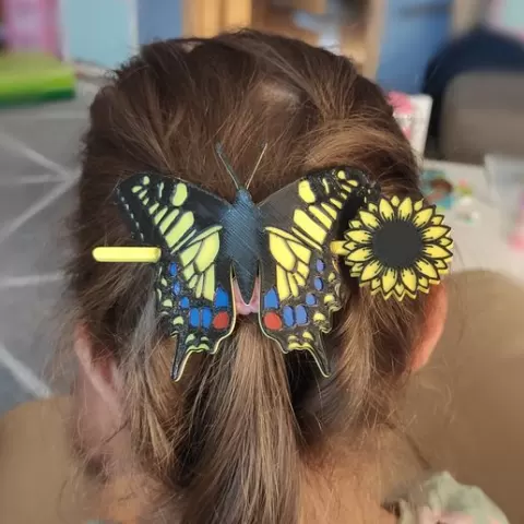 Butterfly - Sunflower Slide Hair Clip Stick (Swallowtail), Butterfly - Sunflower Slide Hair Stick Clip Papilio machaon swallowtail