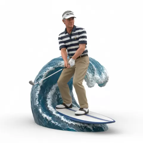 Tom Watson classic links swing surfing, Golf , soccer, player, athlete, sport, surfing, wave, surf, ocean, beach, action, dynamic, pose, figurine, model, stl, printable, collectible, realistic, statue