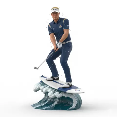 Thomas Bjorn balanced stance surfing, Golf , soccer, player, athlete, sport, surfing, wave, surf, ocean, beach, action, dynamic, pose, figurine, model, stl, printable, collectible, realistic, statue