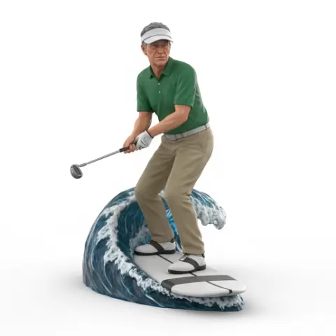 Bernhard Langer veteran control surfing, Golf , soccer, player, athlete, sport, surfing, wave, surf, ocean, beach, action, dynamic, pose, figurine, model, stl, printable, collectible, realistic, statue