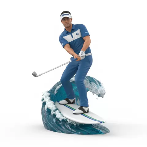 Billy Horschel energetic swing surfing, Golf , soccer, player, athlete, sport, surfing, wave, surf, ocean, beach, action, dynamic, pose, figurine, model, stl, printable, collectible, realistic, statue