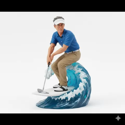 Jim Furyk unique swing surfing, Golf , soccer, player, athlete, sport, surfing, wave, surf, ocean, beach, action, dynamic, pose, figurine, model, stl, printable, collectible, realistic, statue
