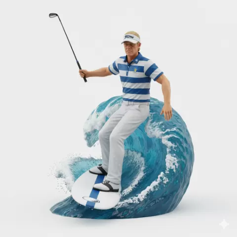 Louis Oosthuizen effortless swing surfing, Golf , soccer, player, athlete, sport, surfing, wave, surf, ocean, beach, action, dynamic, pose, figurine, model, stl, printable, collectible, realistic, statue