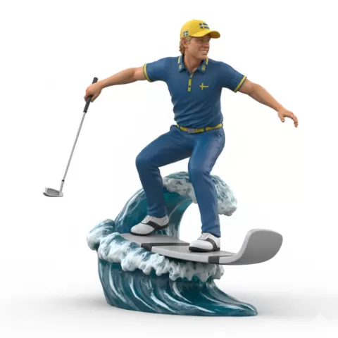 Henrik Stenson strong iron surfing, Golf , soccer, player, athlete, sport, surfing, wave, surf, ocean, beach, action, dynamic, pose, figurine, model, stl, printable, collectible, realistic, statue