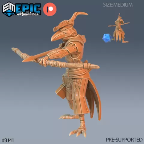 Crow Hood Ranger Shooting ‧ DnD Miniature ‧ Tabletop Miniatures ‧ Gaming Monster ‧ 3D Model ‧ RPG ‧ DnDminis ‧ STL FILE
