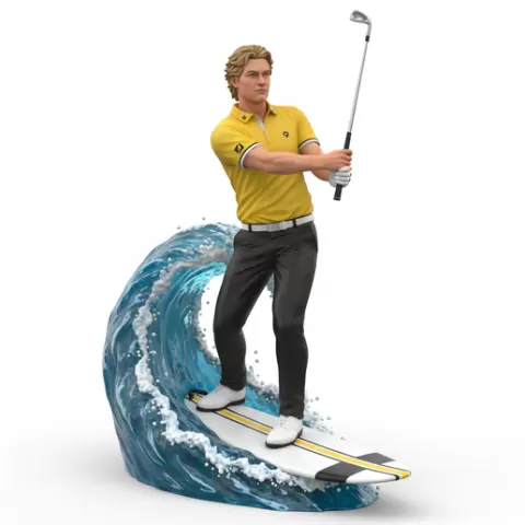 Xander Schauffele balanced swing surfing, Golf , soccer, player, athlete, sport, surfing, wave, surf, ocean, beach, action, dynamic, pose, figurine, model, stl, printable, collectible, realistic, statue