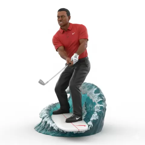 Tiger Woods powerful swing surfing, Golf , soccer, player, athlete, sport, surfing, wave, surf, ocean, beach, action, dynamic, pose, figurine, model, stl, printable, collectible, realistic, statue