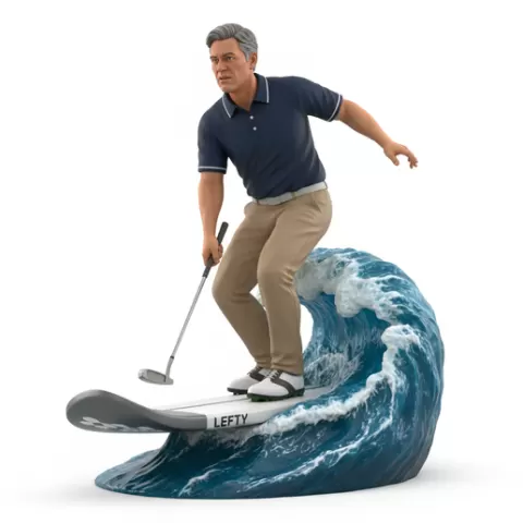 Phil Mickelson short game finesse surfing, Golf , soccer, player, athlete, sport, surfing, wave, surf, ocean, beach, action, dynamic, pose, figurine, model, stl, printable, collectible, realistic, statue