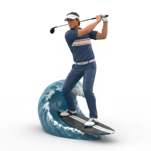 Sergio García fast swing surfing, Golf , soccer, player, athlete, sport, surfing, wave, surf, ocean, beach, action, dynamic, pose, figurine, model, stl, printable, collectible, realistic, statue