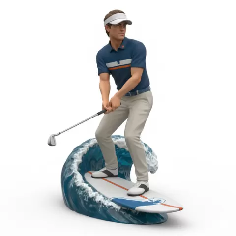 Viktor Hovland smooth tempo surfing, Golf , soccer, player, athlete, sport, surfing, wave, surf, ocean, beach, action, dynamic, pose, figurine, model, stl, printable, collectible, realistic, statue