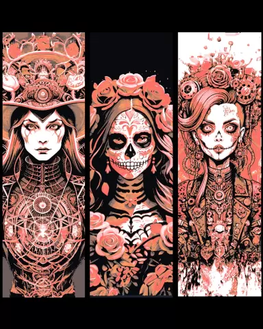 The Masks and Faces of Halloween and the Season - Set of Bookmarks
