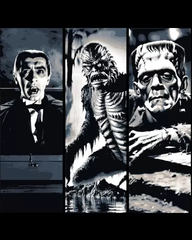 Classic Monsters - the villains in black and white cinema - Set of Bookmarks