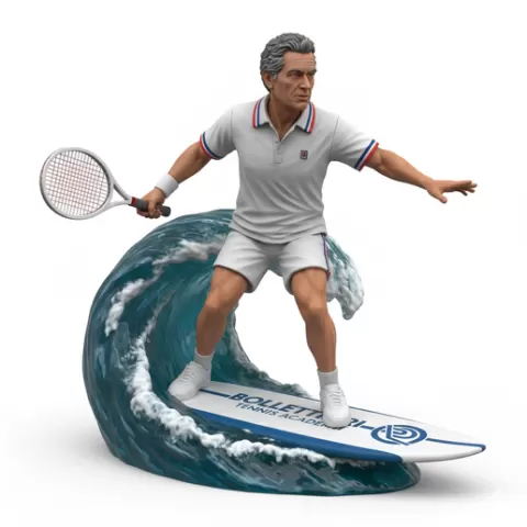 Zhu Ting elegant spike surfing, tennis player, beach tennis, tennis athlete, surfing athlete, wave riding, surf action, ocean surfing, beach sport, sports figurine, tennis figurine, athlete