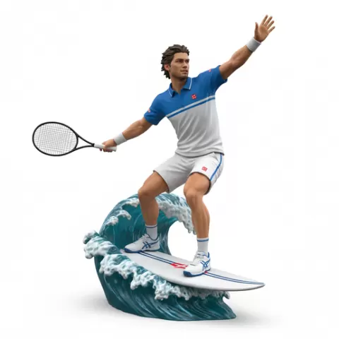 Mikhaylov heavy strike pose, tennis player, beach tennis, tennis athlete, surfing athlete, wave riding, surf action, ocean surfing, beach sport, sports figurine, tennis figurine, athlete