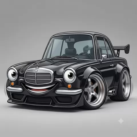 Mercedes W111 W112 Coupé Caricature