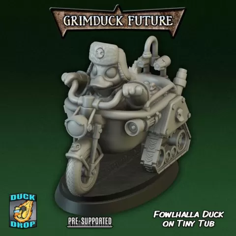 Fowlhalla Guard Duck Crane on Tiny TUB - Rough Rider Guard Parody Rubber Duck by Mike "Epic Duck" Cousins