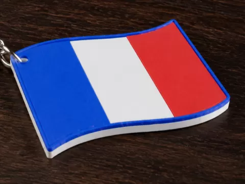 France Flag Keychain - French Flag - No AMS Needed
