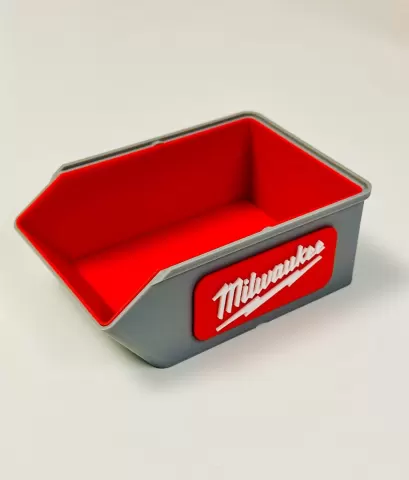 Stackable small parts bin with color inserts