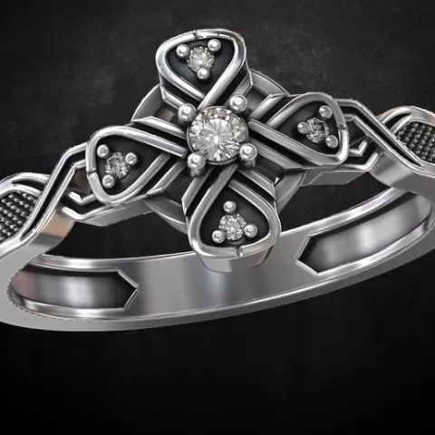 Ring with stones and patterns, many sizes 199