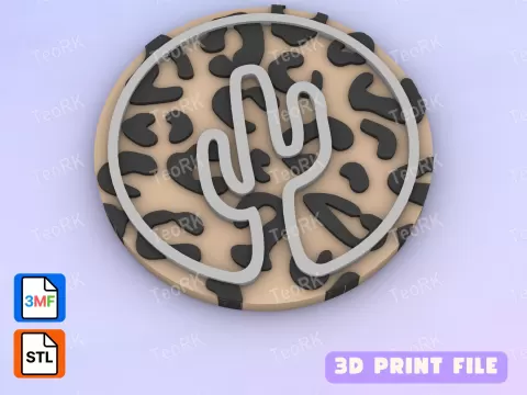 Badge Reel Topper Flat Backcactus - leopard background - TeoRk