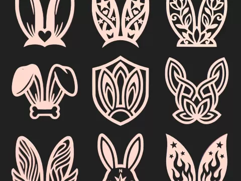 Decorative Bunny Ears Bundle 9 STL Easter Designs - 1xMerch