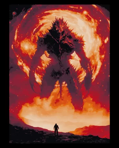 The walk of the mighty titan or Kaiju - Apocalyptic fantasy - Hueforge Art
