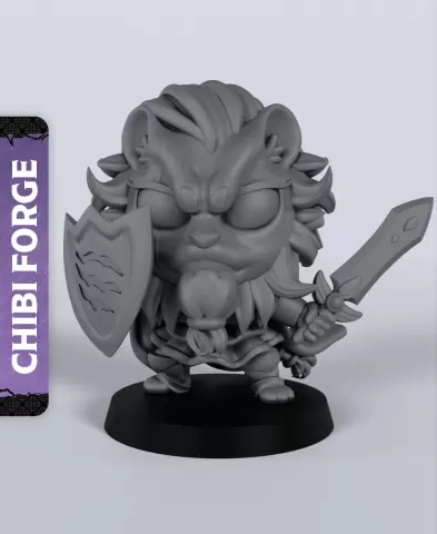 Male Catfolk Paladin Chibi- With Free Dragon - 5e DnD Inspired for RPG and Wargamers
