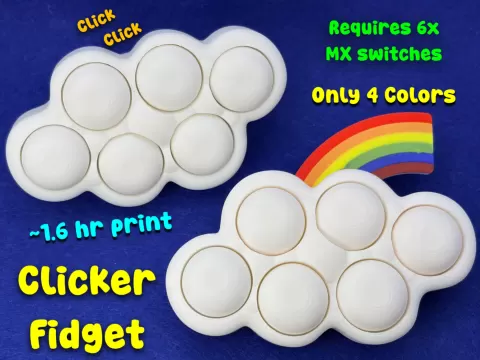 Cloud + Rainbow Clicker Fidget Toy (6x MX switch)