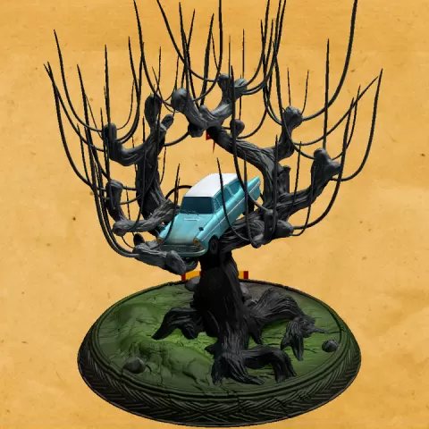 Whomping Willow with Ron and Harry Potter car (Ford Anglia) by Данилов Михаил Геннадиевич