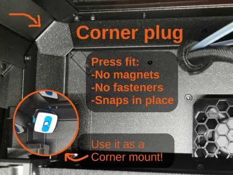 Core One Corner Plug - No Magnets Needed - Avalible as corner mount