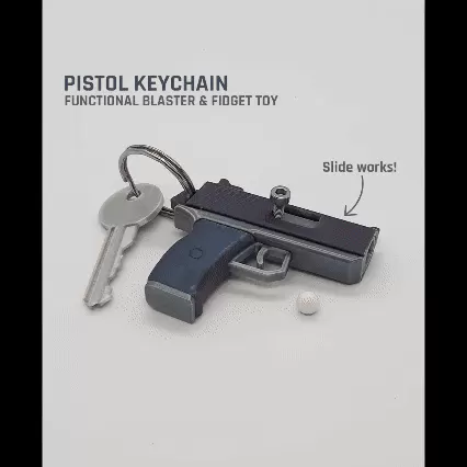 Pistol Keychain — Functional Blaster & Fidget Toy