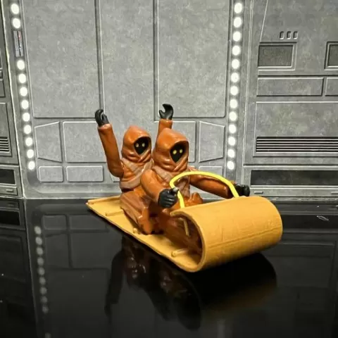 STAR WARS ADVENT CALENDAR 2022 DAY #5, VINTAGE JAWA TOBOGGAN FIGURE, ORNAMENT. 3.75", 1/18 KENNER, HASBRO