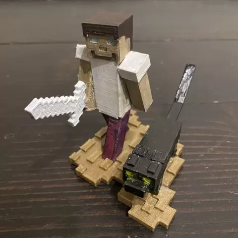 Blocky style - the man with a cat