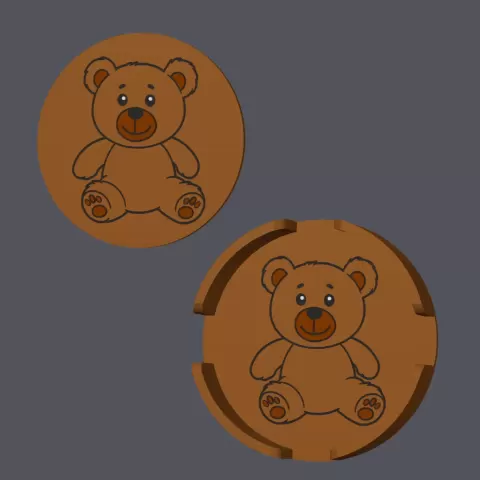 Teddy Bear - Round Coasters with holder - studio WES