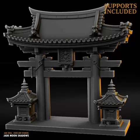 Torii - Echo Art - Jade Moon Shadows by Echo Art Studios