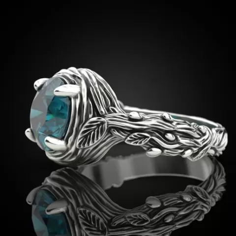Tree Branch Engagement Ring Gem 10 mm